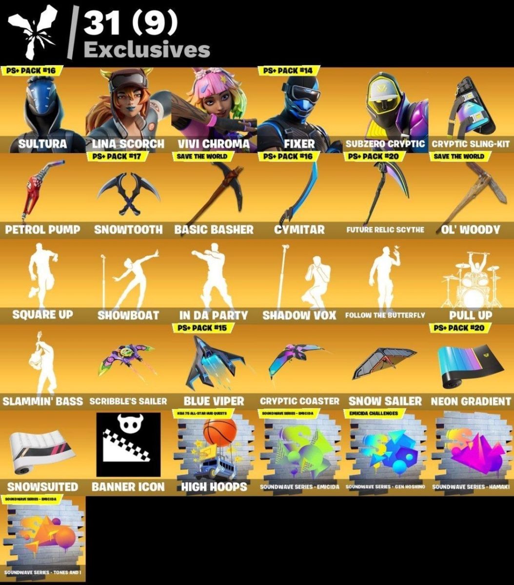 186 skins | Sultura | Lina Scorch | Vivi Chroma | Fixer | Subzero Cryptic | Omegarok | Kymera | The Cube Queen | Spectra Knight | Ronin | Torin | 350 VB