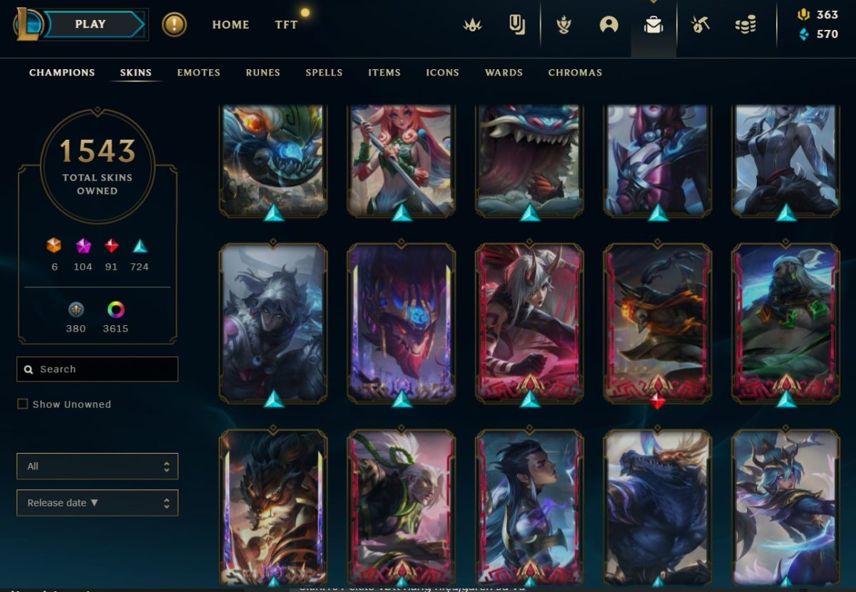 EUW [1543+ SKINS + ALL RARE SKINS + HAVE EVERY SKINS EXCEPT VICTORIOUS SEJUANI DISCOUNT PRICE