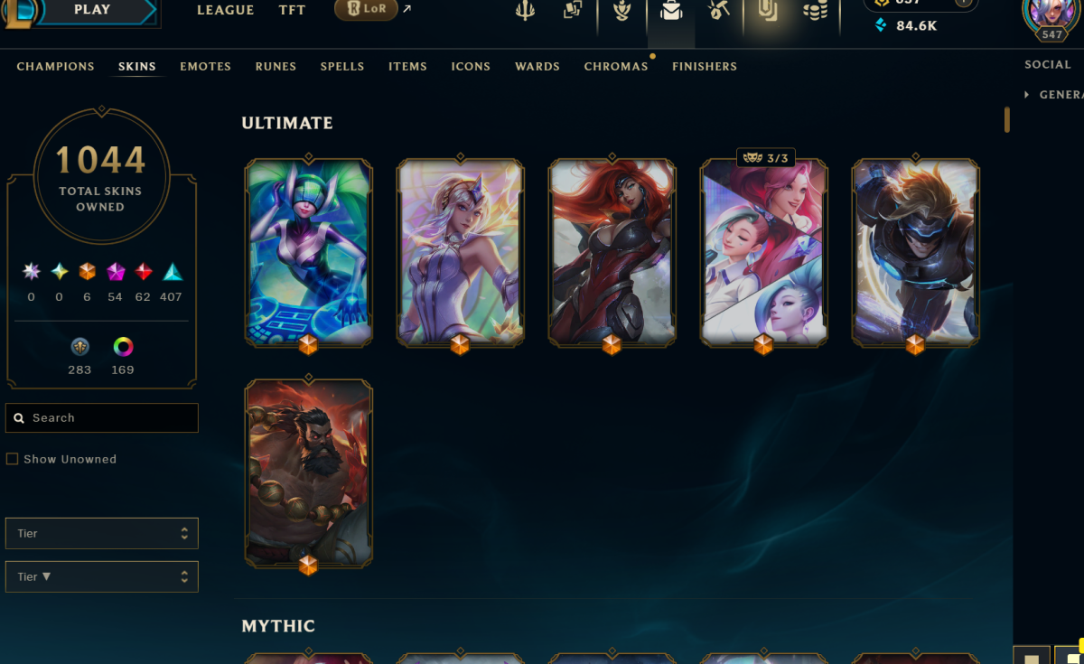 1044 SKINS | 54+ MYTHICAL SKINS | 176 CHROMAS | CREATION IN 2012