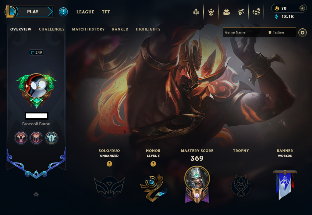 🏆 Server mena | Rank unranked  🚀 Level 249  🎮  Champs full 💯 |  Skins 58 ✨ |  BE 18k  💎 Recovery Info ✅