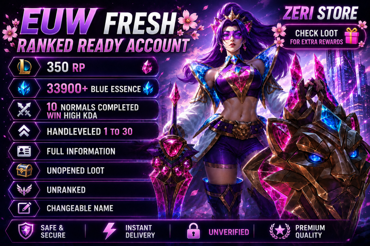 (EUW) HAND-LEVELLED 🌸Rank Ready (10W) ⭐22K+ BE🌸