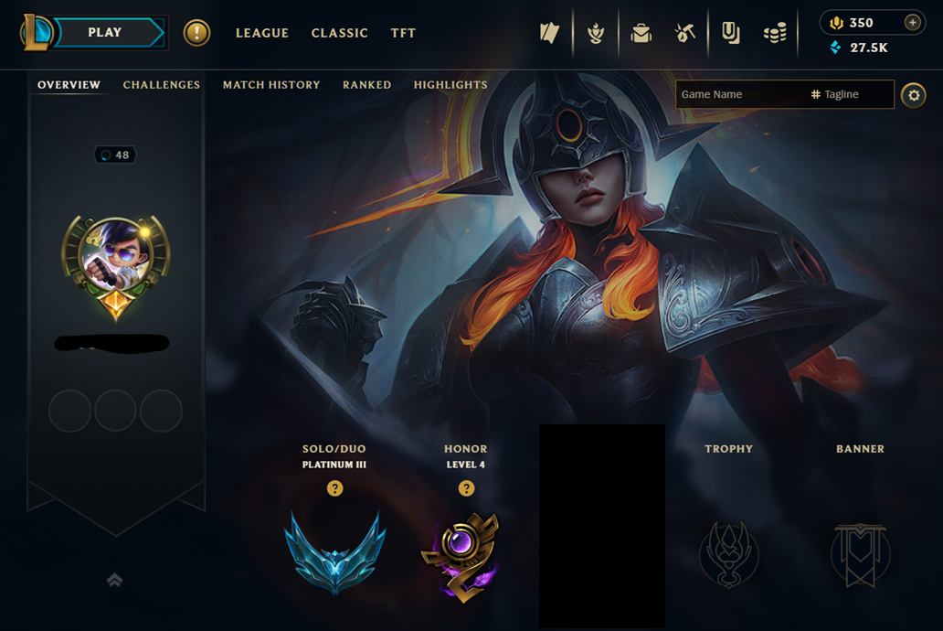 EUW|Platinum 3 95 LP 73%WR +30 LP PER WIN|61 Champs+350 RP + 30K BE + 44 Skins |Handleveled &Full Recovery|Instant Full Ownership-Lifetime Warranty