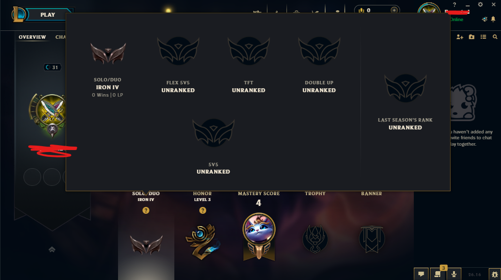 EUW⸱ NEW Season 16 Iron IV 0% WR + 20 Lose Games ⚡