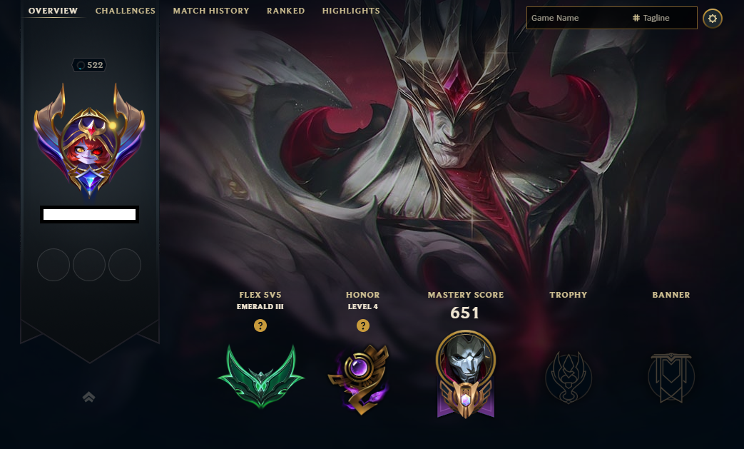 🏆 Server euw | Rank  emerald   🚀  Level 522 🎮    Champs  all champs "until locke"💯   |  Skins  277✨ |  BE  48.2k💎   Recovery Info ✅