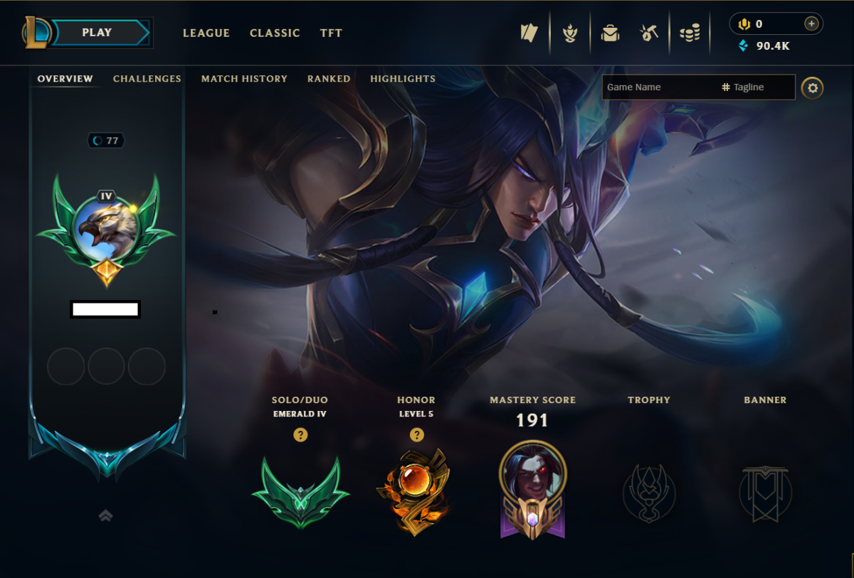 🏆 Server euw | Rank emerald 4 🚀 Level 77 🎮  Champs 💯 76  Skins 53 ✨   BE  90.6K 💎   Recovery Info  ✅