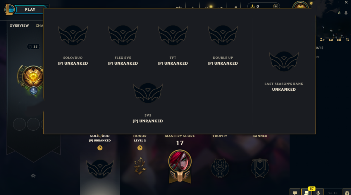 💎Unranked lvl 35 account EUW | HONOR 2🏆 | good account to climb🏆 full recovery instant delivery
