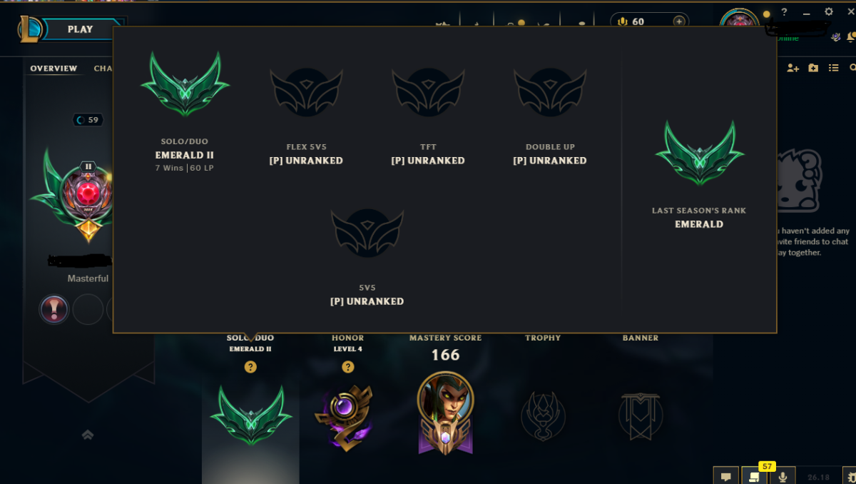 💎Emerald2 high mmr acc EUW | HONOR 4🏆 | good account to climb 