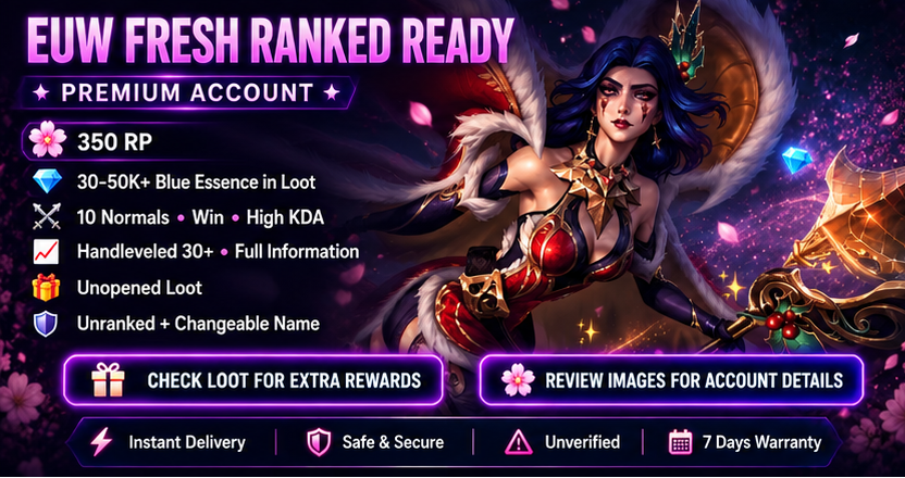(EUW) HAND-LEVELLED 🌸Rank Ready (10W) ⭐26K+ BE🌸