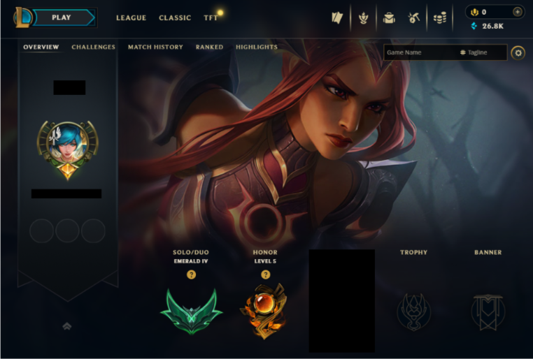 EUW|Emerald 4 +27 LP PER WIN |27K BE+87 Champs+53 Skins|Name Changeable|Handleveled & Recovery info |Instant Full Ownership