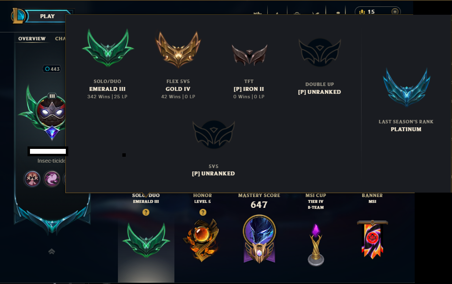 🏆 Server Euw| Rank Emerald 3 🚀 Level 443 🎮 Champs max 💯 | Skins 171 +38clk✨ | BE 180k 💎 Recovery Info ✅