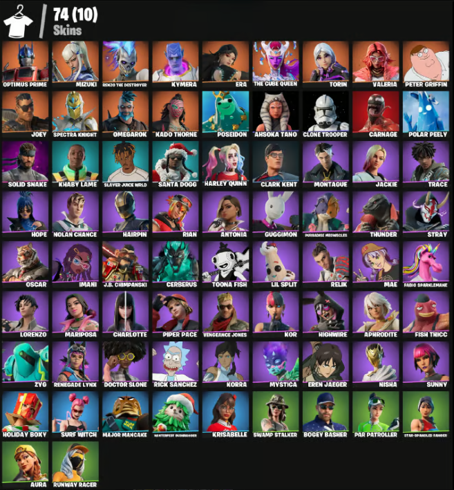 ALL PLATFORM💥 74 Skins 💥 Omegarok 💥 101 picksxes 💥 91 dances 💥 89 gliders