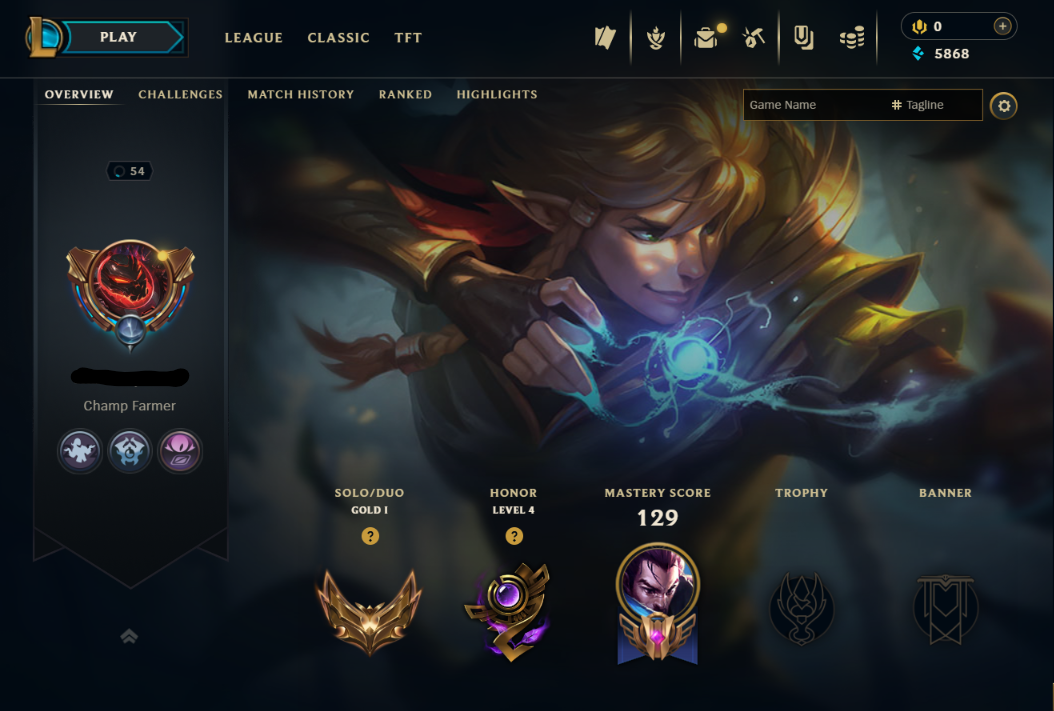 EUNE|Gold 1 60LP 61%WR+30 LP PER WIN|55 Champs+6K BE +58 Skins ( Description)+15 Chests|Name Changeable|Handleveled & Full Recovery|Instant Full Ownership