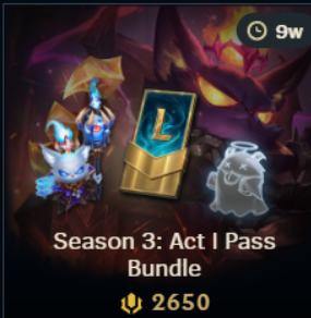 ⚡️Season 3: Act I Pass 2026 Bundle ⚡️Lol event pass Bundle 2650 Rp ⚡️ legal RP ~ Gifting Service | EUW |🔰