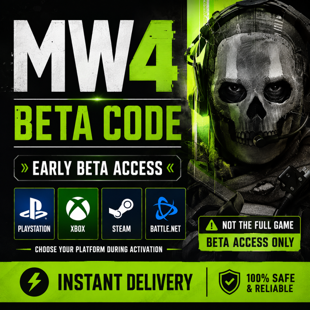 MW4 Beta Code ✅ Early Beta Access ✅ PlayStation, Xbox, Steam, Battle.net ✅ Instant Delivery
